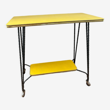 Vintage wrought iron yellow laminate console