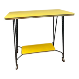 Vintage wrought iron yellow laminate console