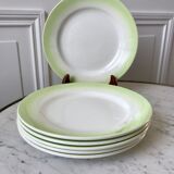 set of 6 pastel gradient light green dessert plates 40s-50s