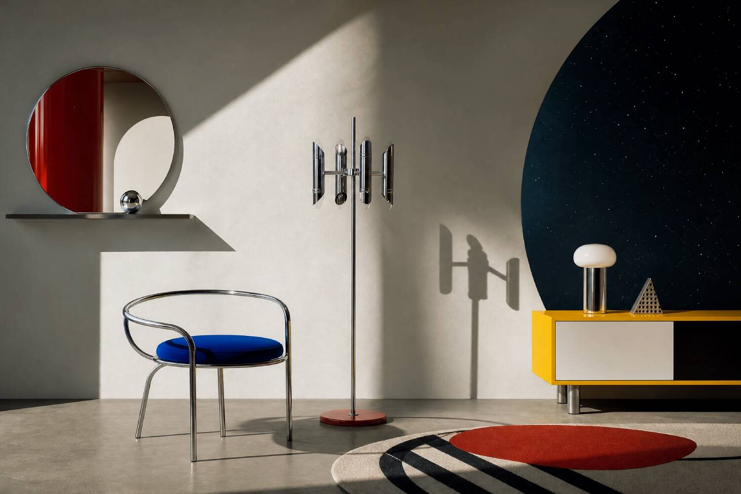 Vintage Mid-Century Italian Modern Space Age Chrome Floor Lamp, 1960s