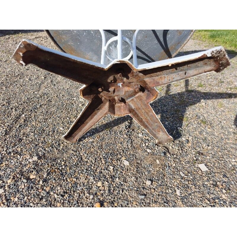Garden table with a cast iron top.