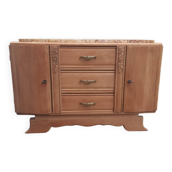 Buffet bas art déco chêne bois brut