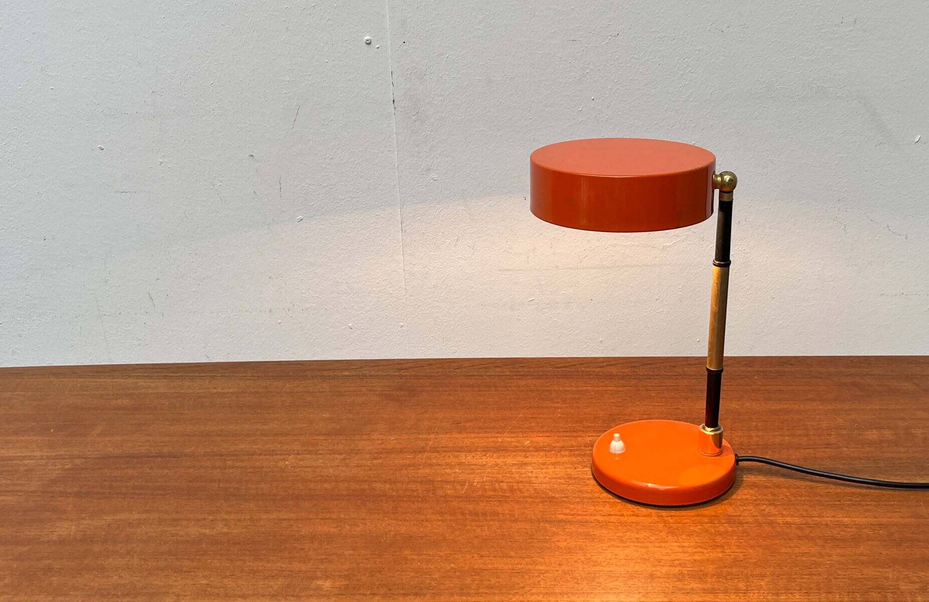 Mid-century minimalist orange table lamp, Italy, 1960s.
