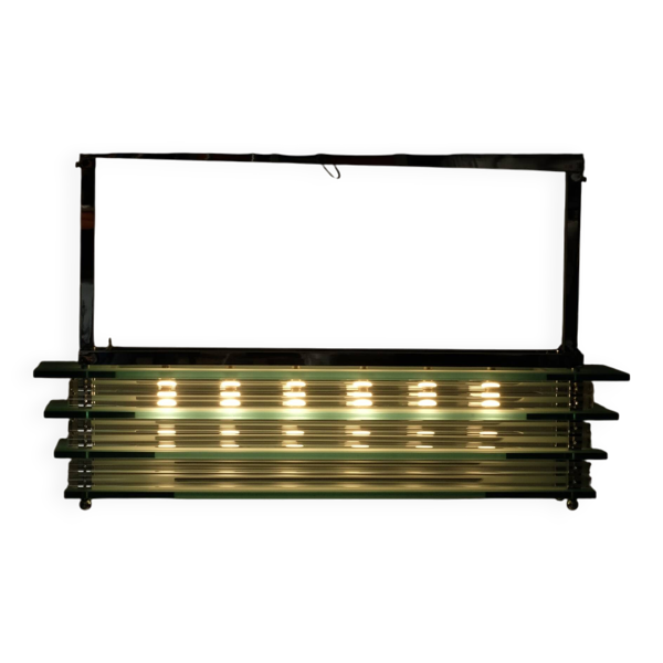 Grand lustre suspendu, plafonnier en verre, Italie années 1970s.