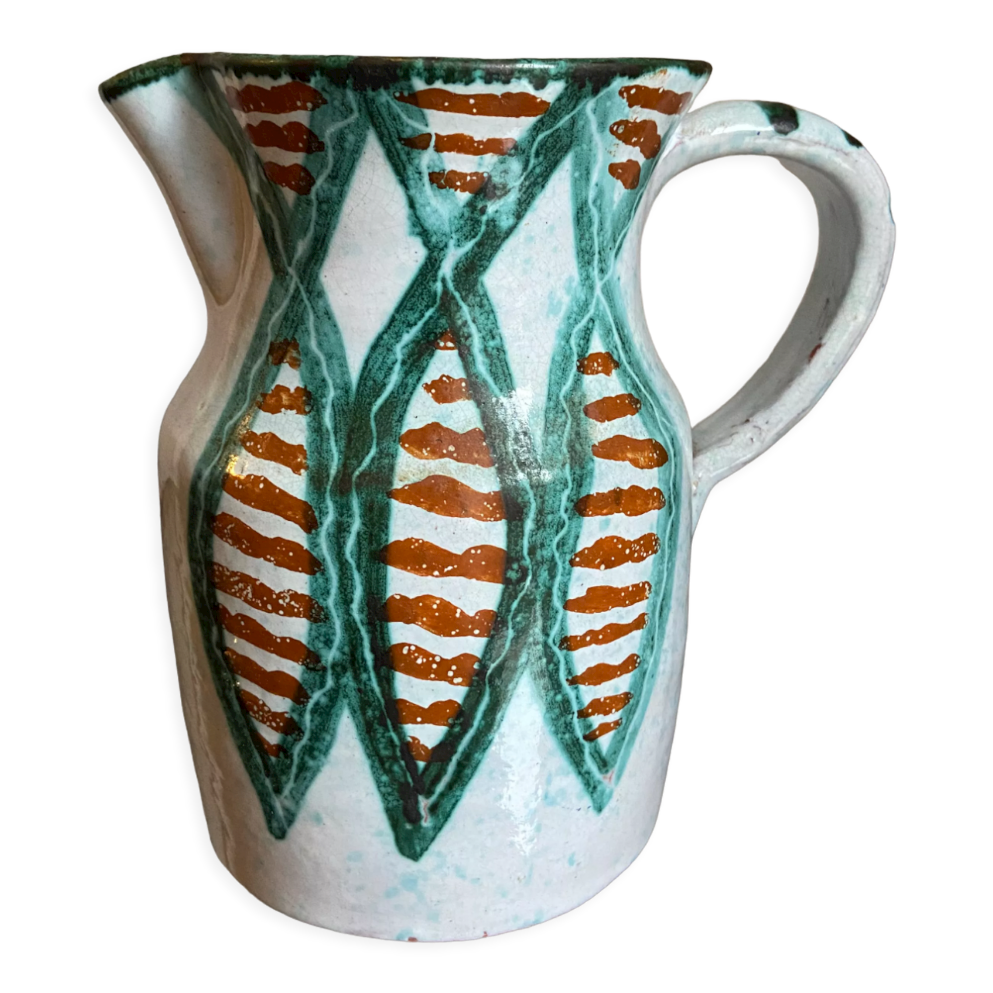 Pichet Vallauris décor with sardines Picault style