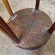 Louis XVI style bouillotte table in mahogany with a grey marble top.