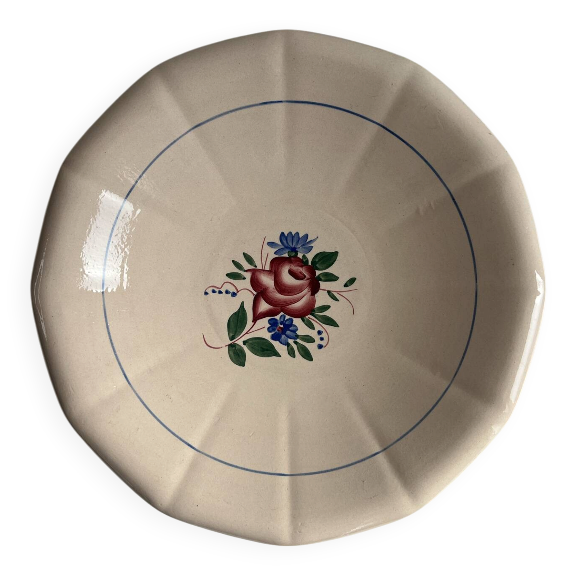 Hand-painted Digoin Sarreguemines salad bowl