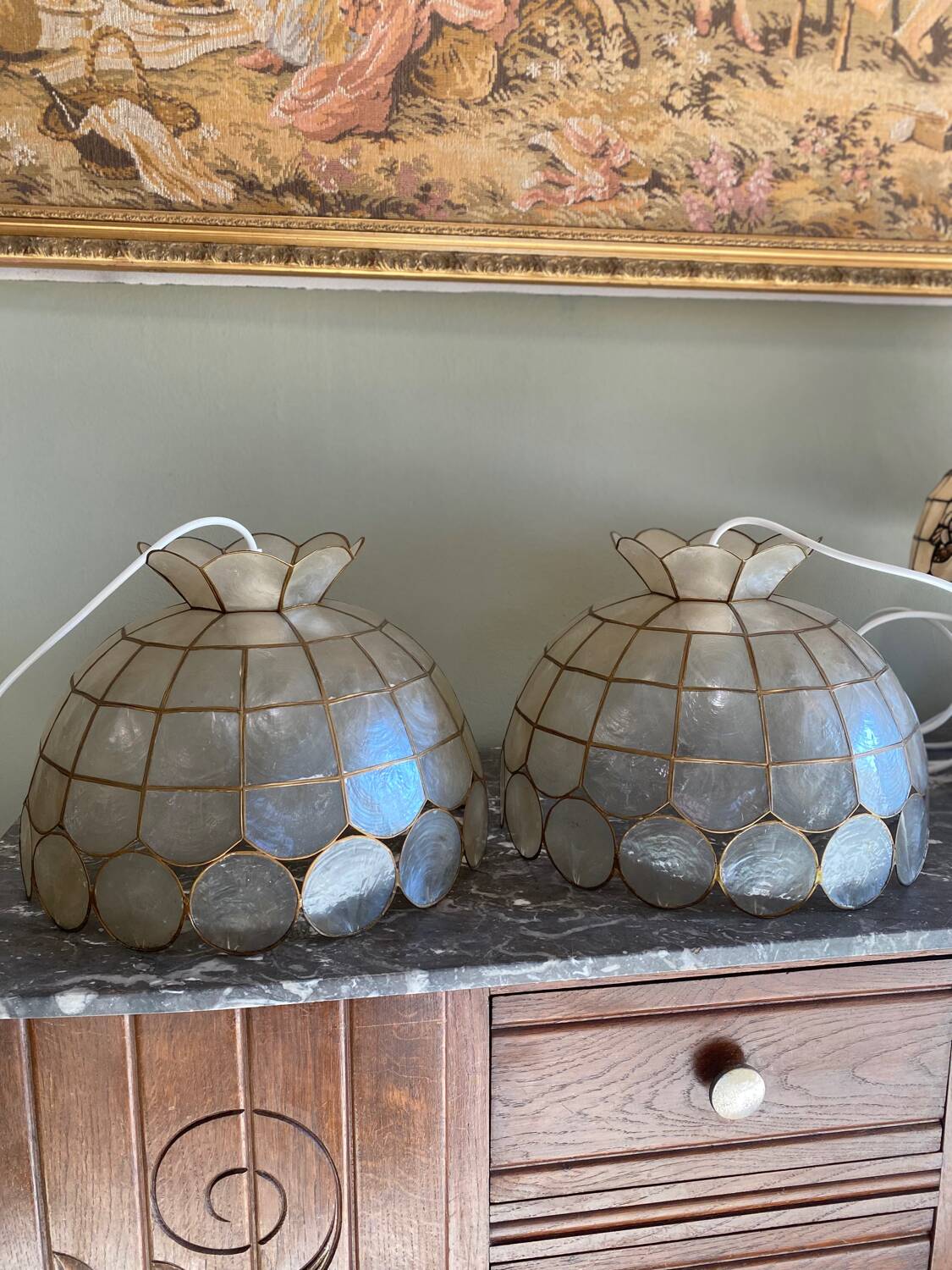 Vintage mother-of-pearl pendant light