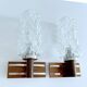 Pair Vintage Danish Bubble Blass Wood sconces
