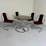 Set of 4 tubular chairs, Italian design, 70s vintage, Cantilever