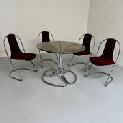 Set of 4 tubular chairs, Italian design, 70s vintage, Cantilever