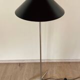 Chrome tripod floor lamp with metal lampshade, 80s