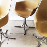 Set of 4 plastic dining armchairs 1960s