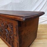 Old Gothic chest 17th century solid oak