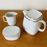 Tea set Teapot Sugar bowl Milk jug White porcelain silver