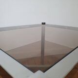 80s chrome and smoked glass rolling trolley