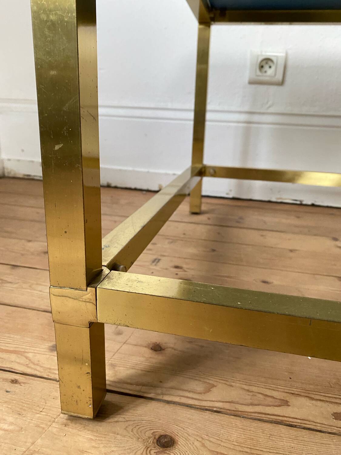 Vintage square brass and smoked glass coffee table