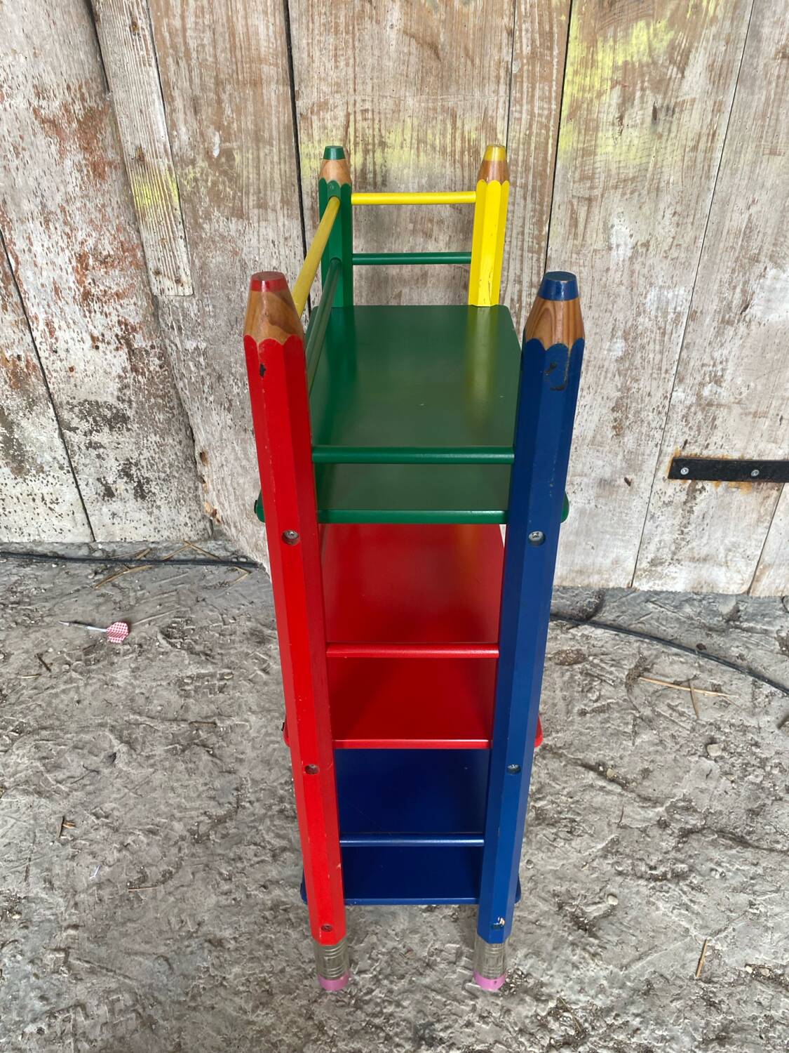 Vintage Coloured Wood Shelf Pencil Design PIERRE SALA Antique Furniture #D
