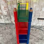 Vintage Coloured Wood Shelf Pencil Design PIERRE SALA Antique Furniture #D