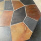 Brutalist octagonal coffee table from the 1970s in solid oak and slate.