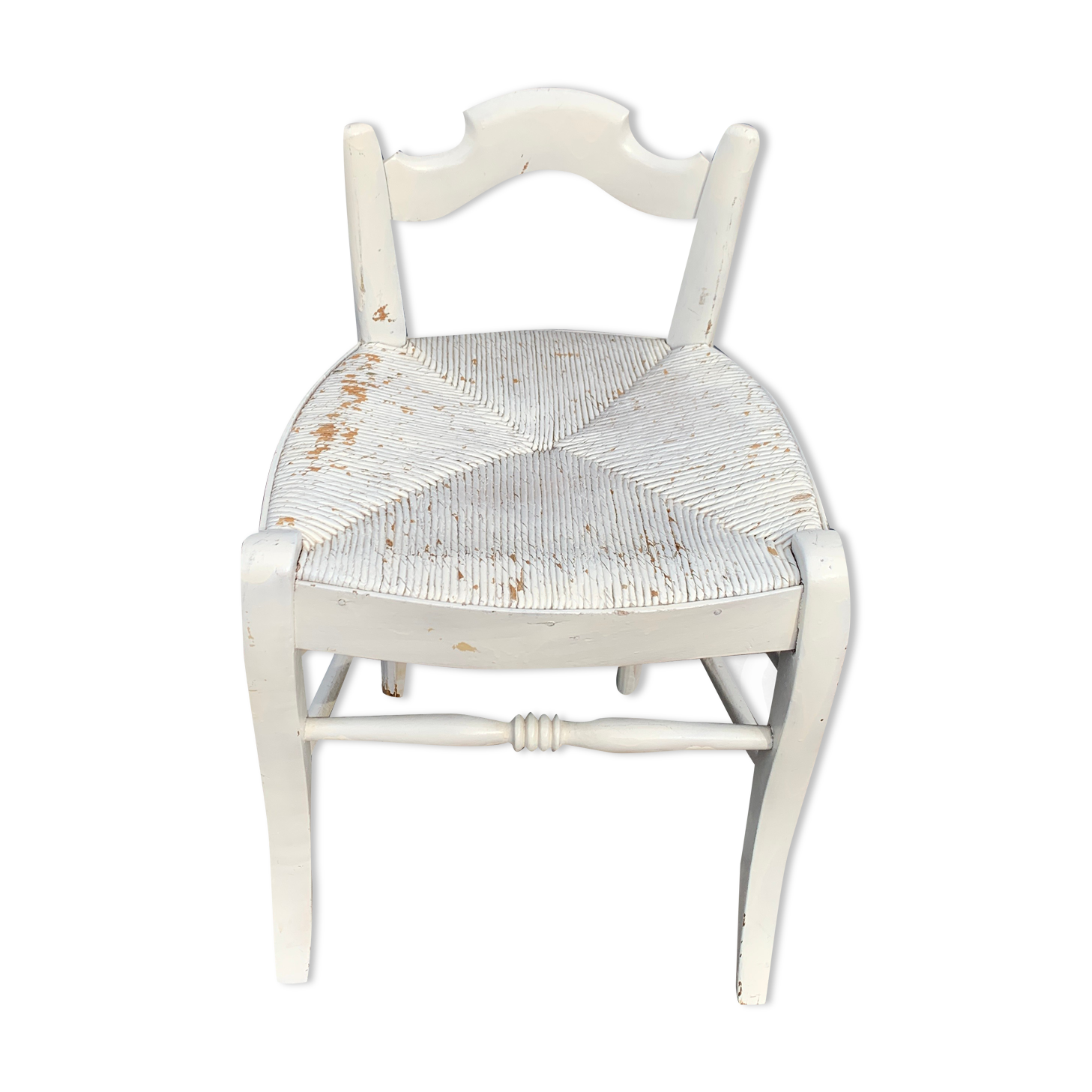 Vintage mulched stool painted white