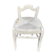 Tabouret paillé vintage peint en blanc