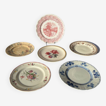 Set of 6 assorted old plates