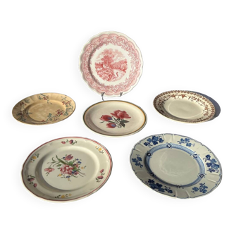 Lot de 6 assiettes anciennes variées