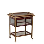 Antique Art Nouveau sideboard in mahogany and brass, Italy, 20th century.