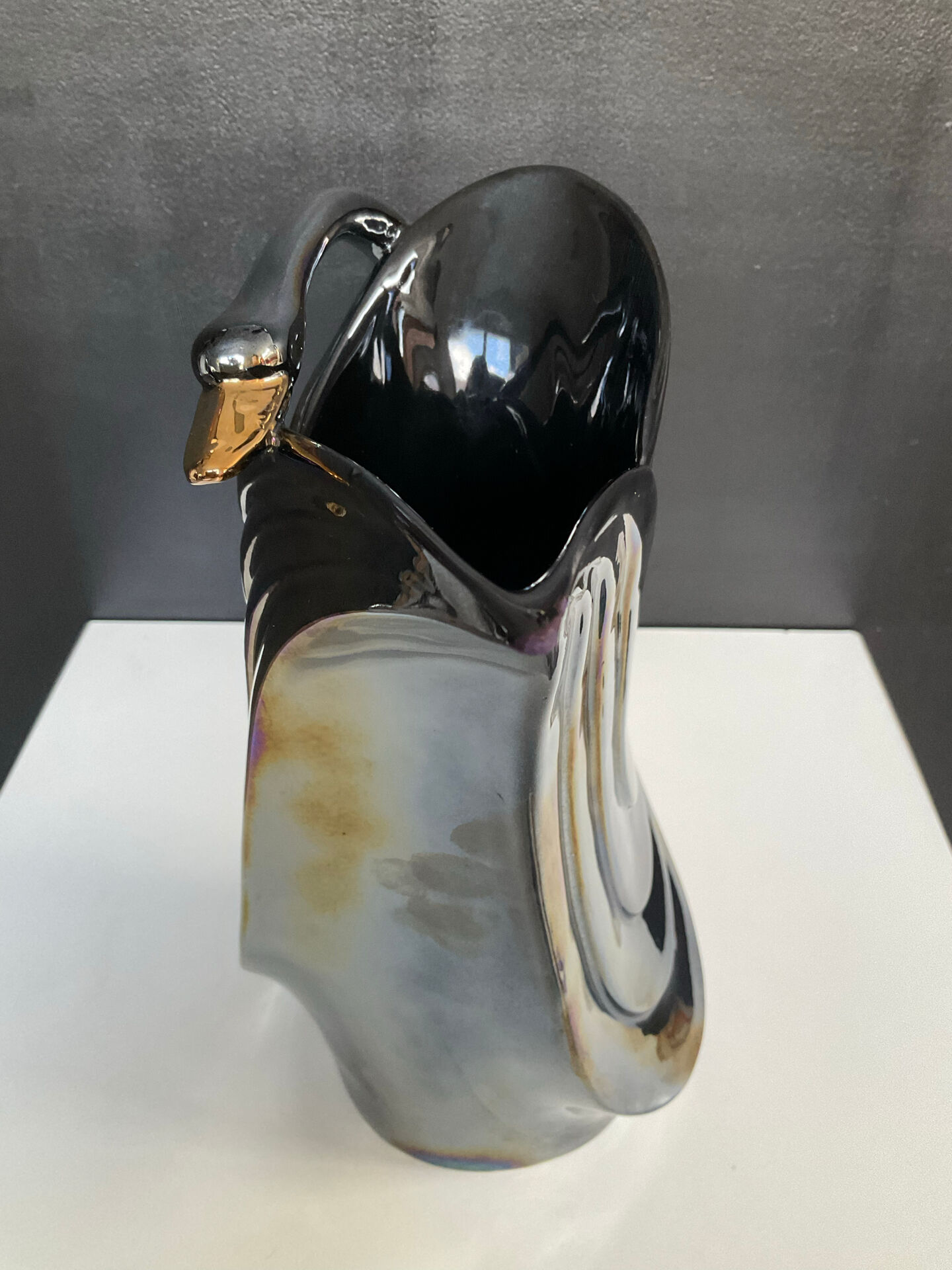 Iridescent ceramic pitcher from Bassano, Italy, from the 1970s.
