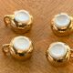 4 small cups dabbling ceramic enamelled gold and vintage white