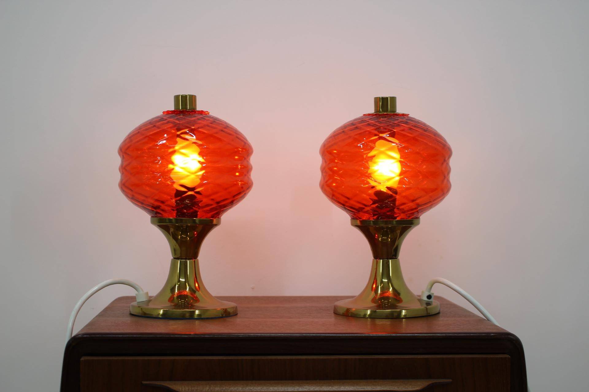 Pair of Design Glass Table Lamps, 1960s