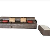 De Sede 3 seater sofa DS 88 in chocolate patchwork leather, Switzerland 70s