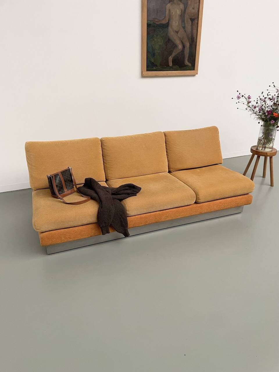Jacques Charpentier 3-seater stainless steel sofa