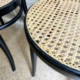 Set of 4 bistro chairs in black arched beech and canning