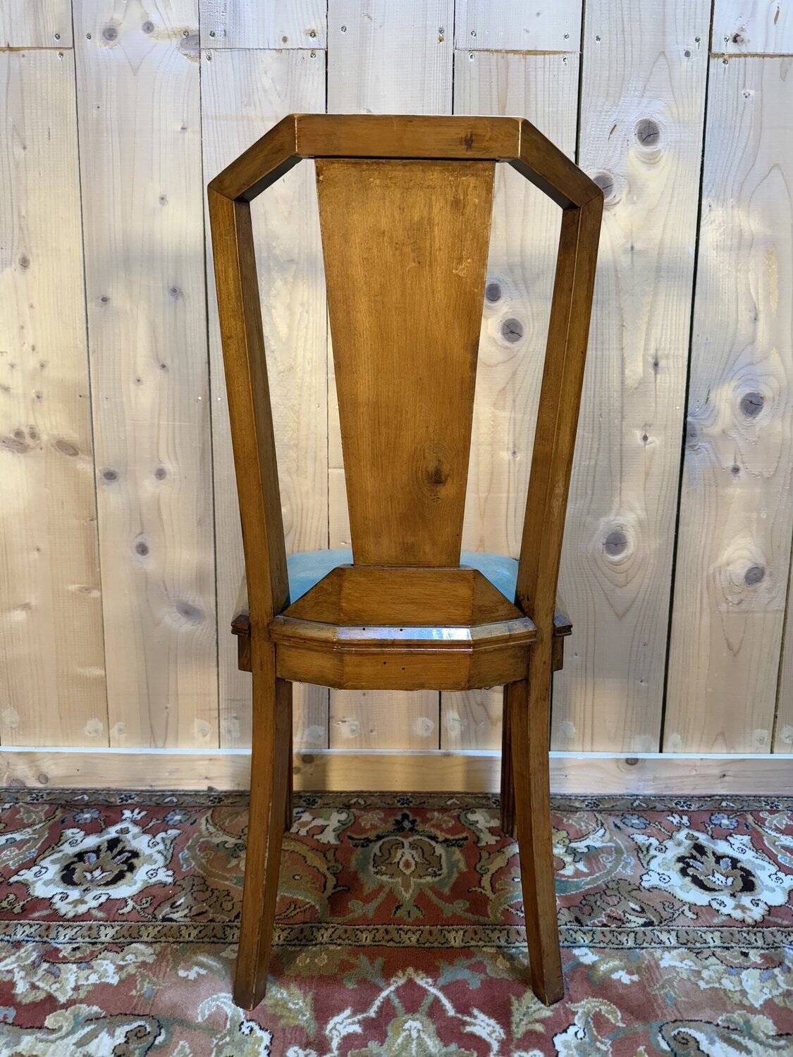 6 Art Deco period chairs in green vinyl