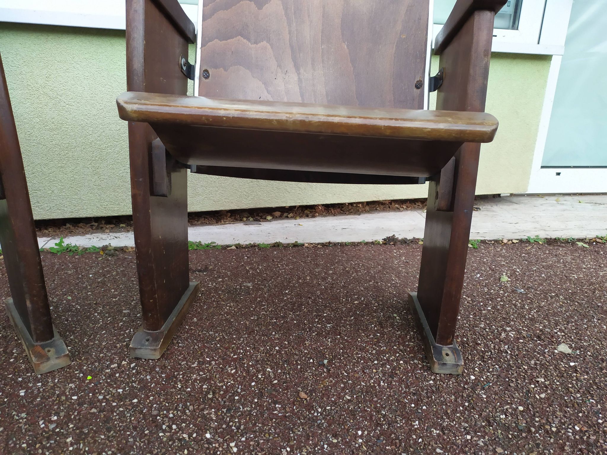 Pair of vintage antique wooden cinema chair s