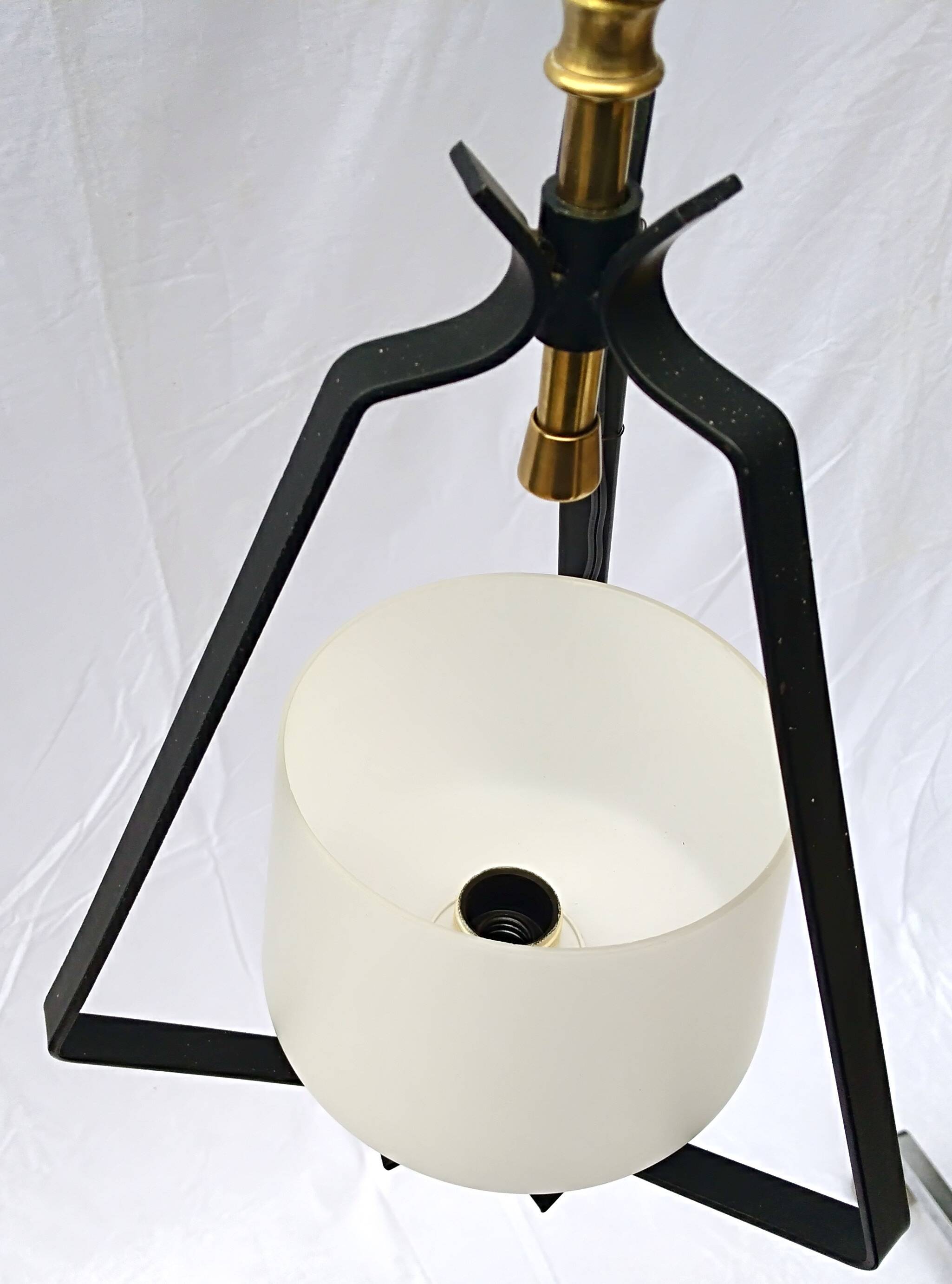 Small 60s metal and opaline light fixture