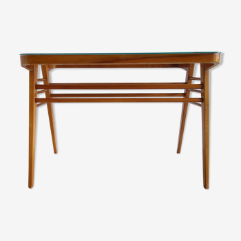 Table à manger en verre 1960s cadre en bois