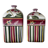 Set of two pots or jars American Atelier Ashley floral pattern.