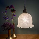 Vintage frosted glass tulip pendant light