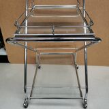 Folding trolley / Vintage bar, glass and chrome 70's