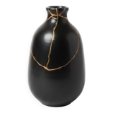 matte black soliflore vase - traditional kintsugi with copper powder - cooper