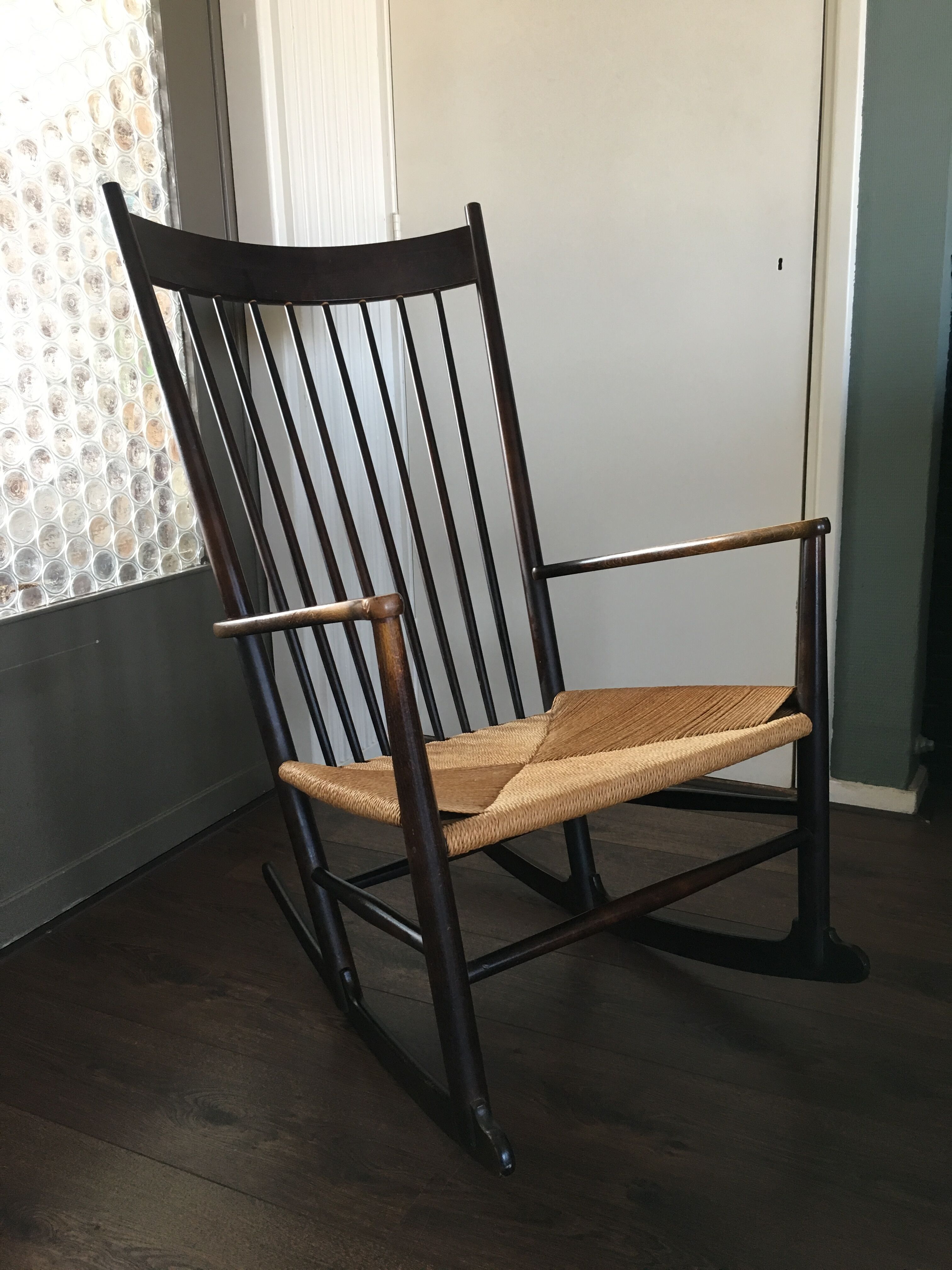 Vintage Scandinavian J16 rocking chair by Hans J. Wegner for FDB