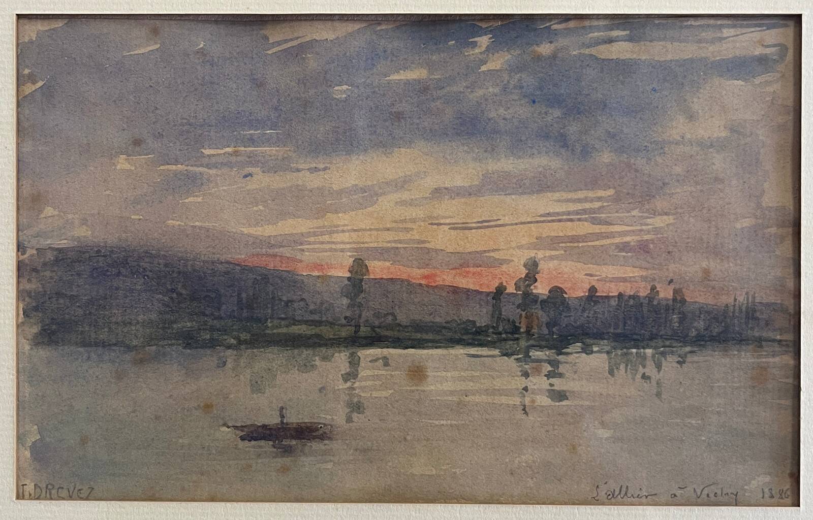 Watercolour Table by Joannès DREVET (1854-1940) Post-Impressionist The Allier