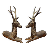 Paire de cerf, sculpture, cerf laiton, décoration intérieur, bouddhiste, collection, deer, brass