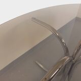Vintage oval dining table in smoked glass and chrome metal