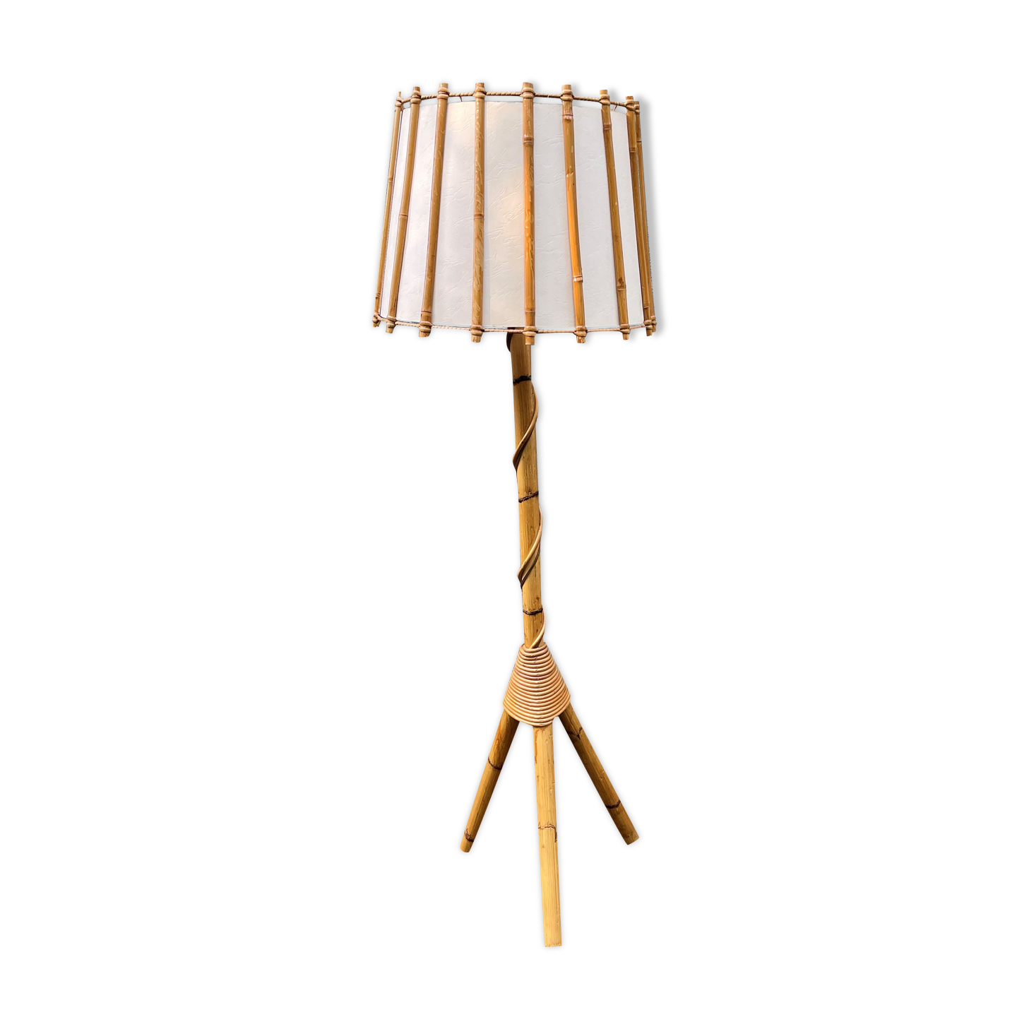 Vintage rattan floor lamp