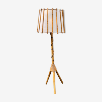 Lampadaire vintage rotin