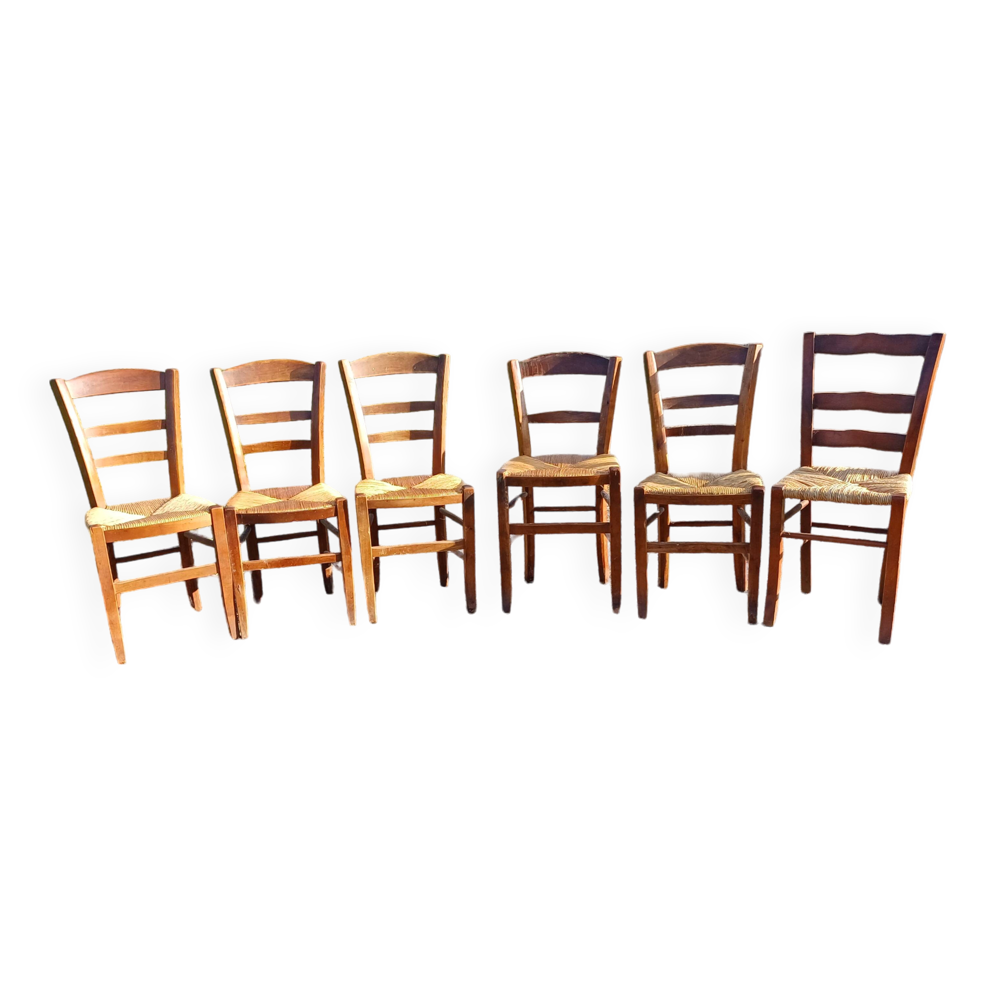 6 Old Straw Chairs
